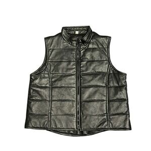 NorthWest Blue Vest Jacket‎ Size L Womens Leather Biker Moto Motorcycle Full Zip